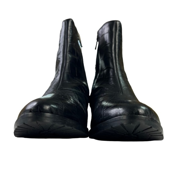Fabianelli Crocs Black Leather Ankle Boots Zip Womens Size 6 - Picture 9 of 12